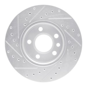 Volkswagen EuroVan Brake Rotor (1) - Front Right - R1 Concepts - Drilled & Slotted - Silver - `96-`00